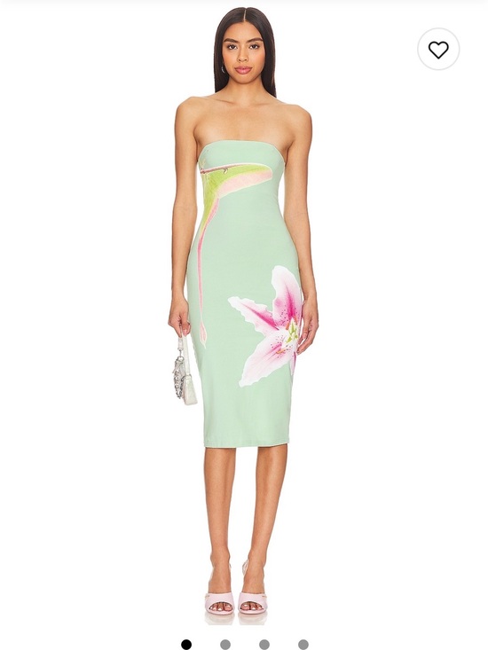 Dresses & Skirts - Strapless Mint Green Floral Sheath Dress